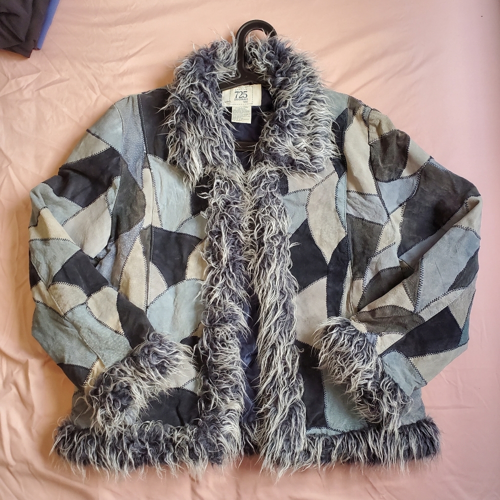 Vintage 725 Originals Leather Jacket with Faux Fur